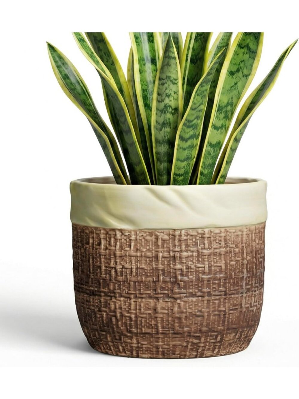 8 Inch Round Ceramic Plant Pots - Stylish Brown Planters for Home Decor